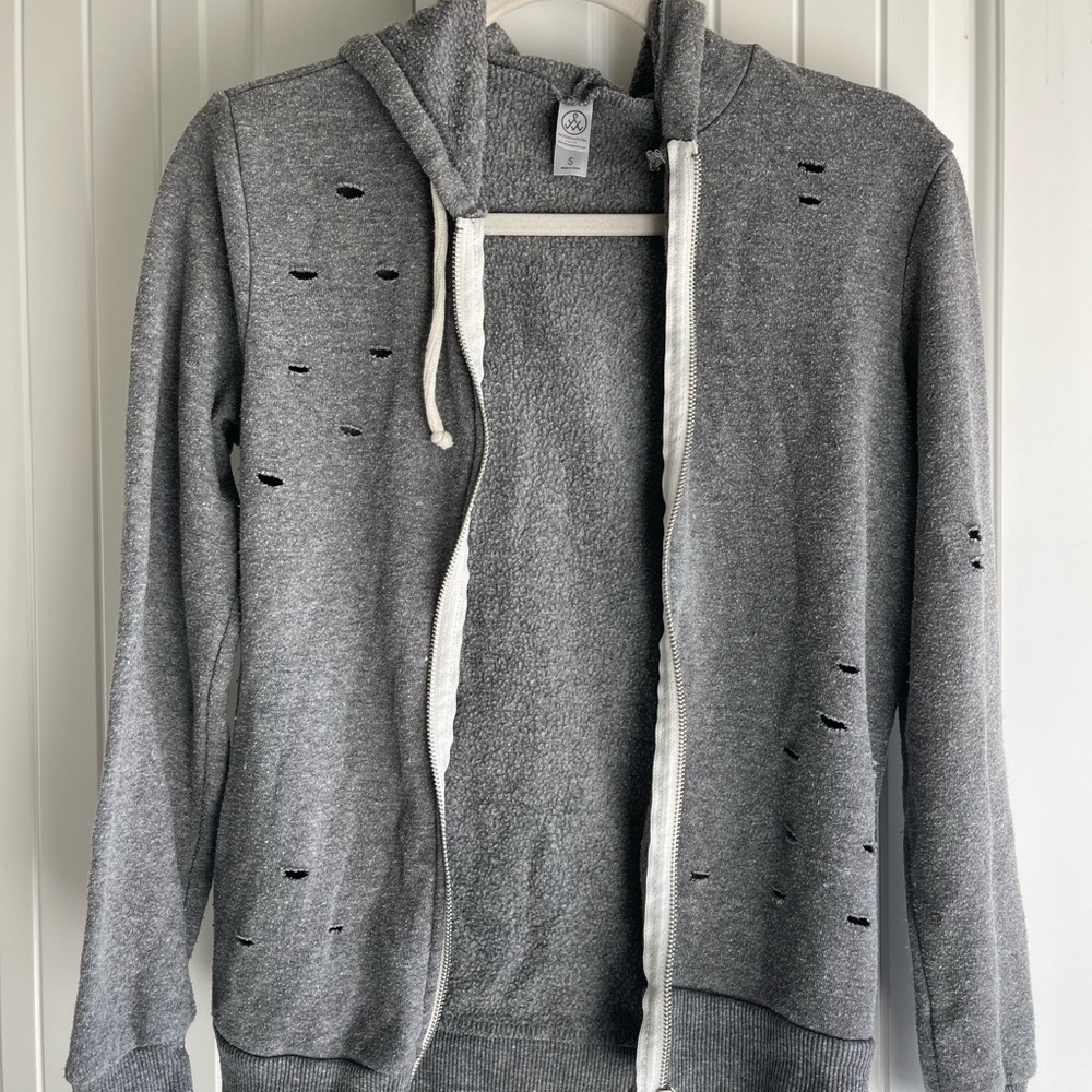 Grey zip up hoodie
